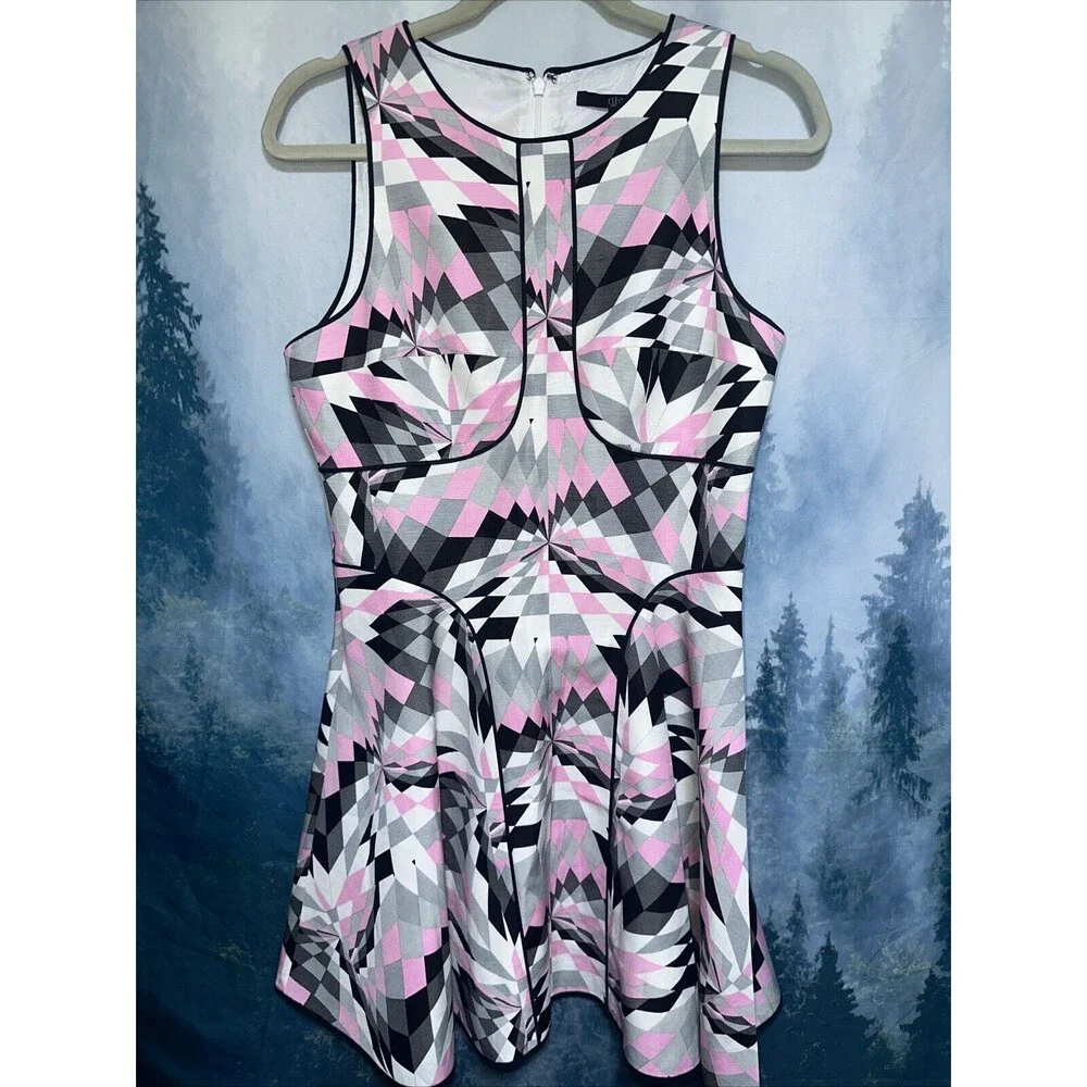 NWT tibi isosceles flare-sleevless illusion 60s style dress sz 6 - Picture 2 of 9